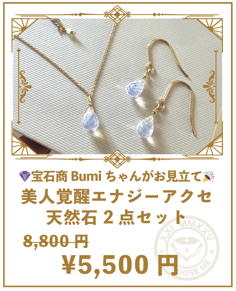 宝石商Bumiちゃんがお見立てする♡
美人覚醒エナジーアクセ
天然石2点セット